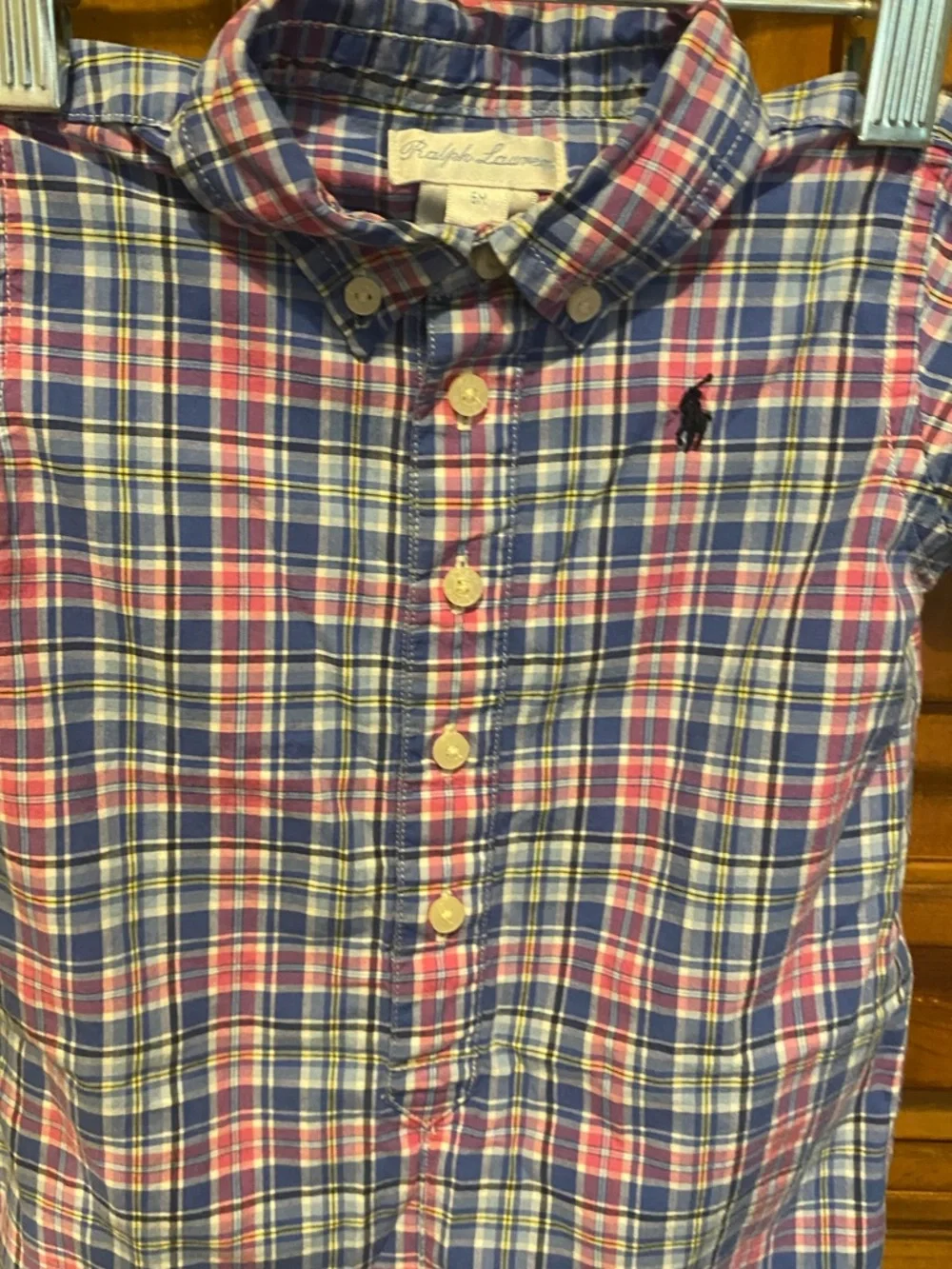 Ralph Lauren Baby Boy Plaid Short Sleeve Shortall Romper size 6 months